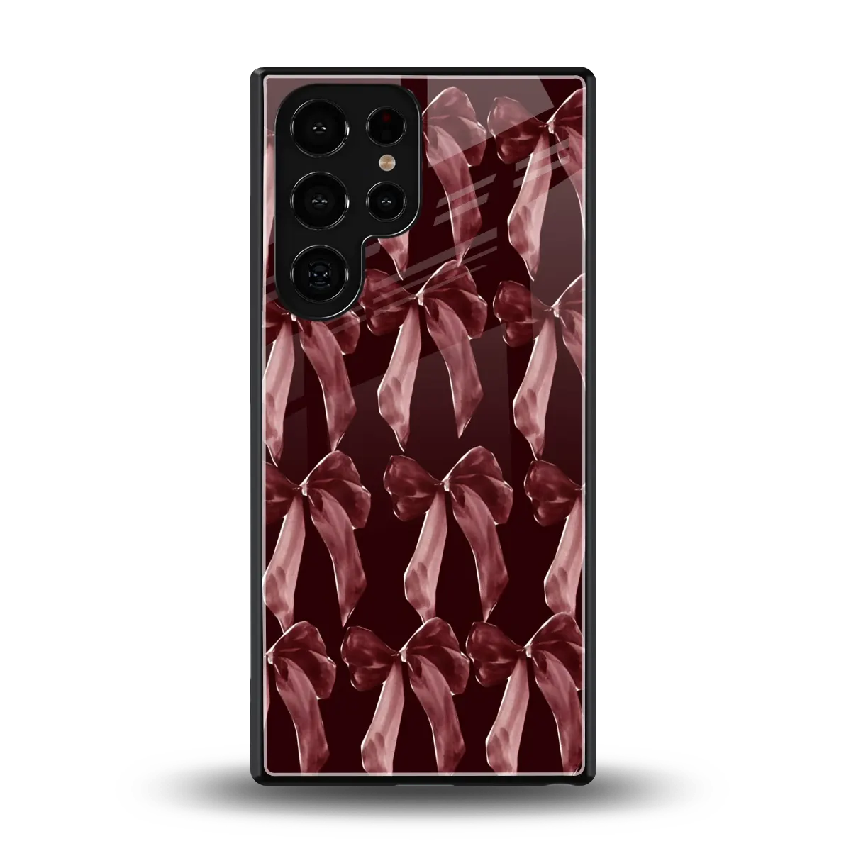 Crimson Ribbon back phone cover | glass case for samsung galaxy s25 ultra