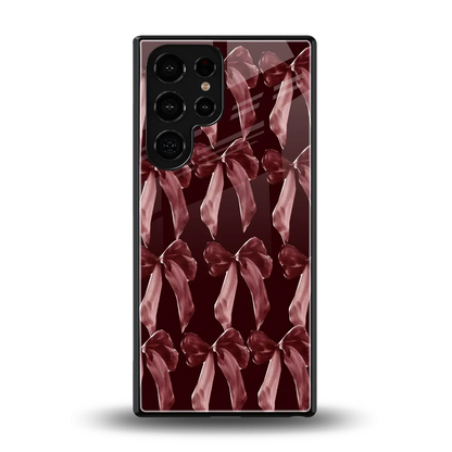 Crimson Ribbon back phone cover | glass case for samsung galaxy s25 ultra