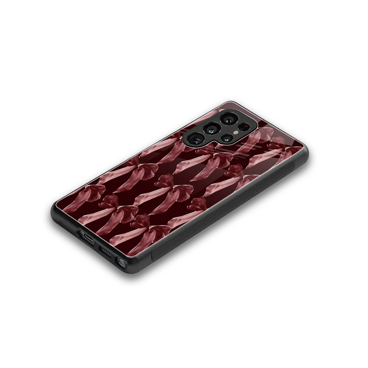 Crimson Ribbon stylish phone case for samsung galaxy s25 ultra | glossy glass and slim fit