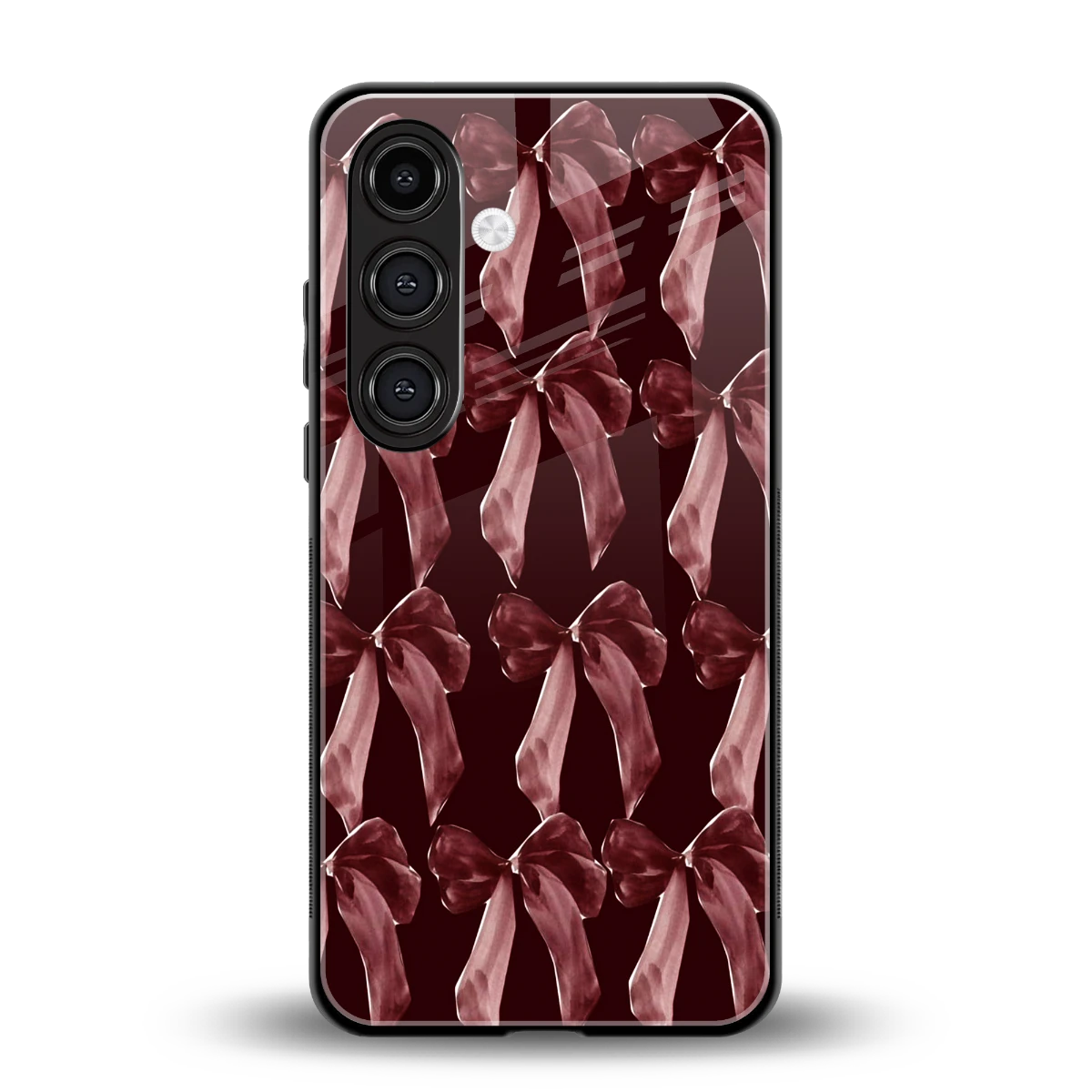 Crimson Ribbon back phone cover | glass case for samsung galaxy s25