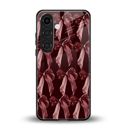 Crimson Ribbon back phone cover | glass case for samsung galaxy s25