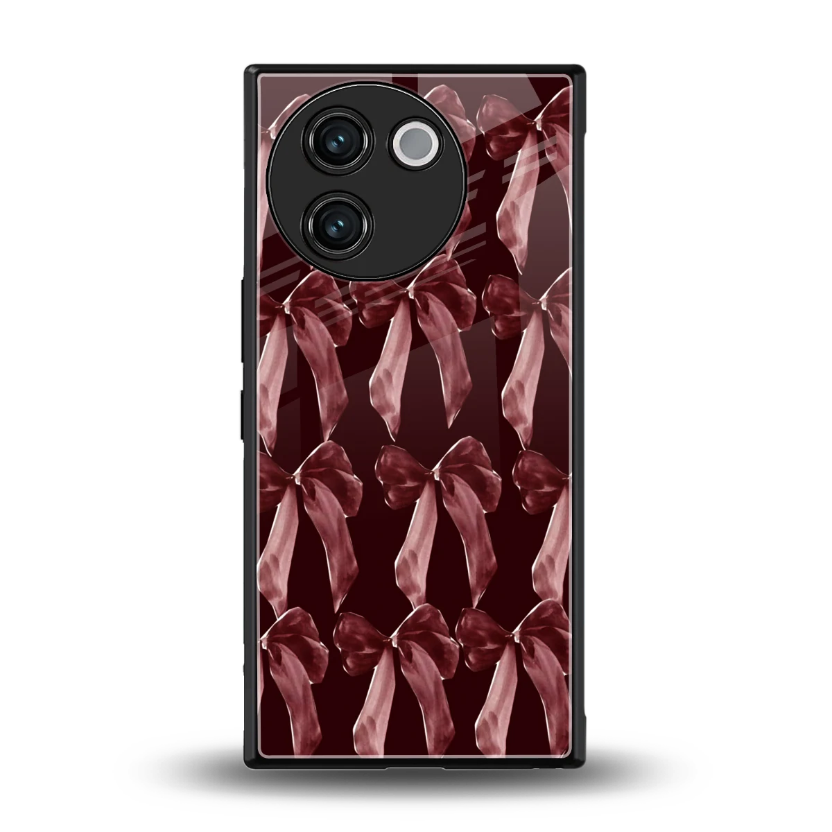 Crimson Ribbon back phone cover | glass case for vivo v30e