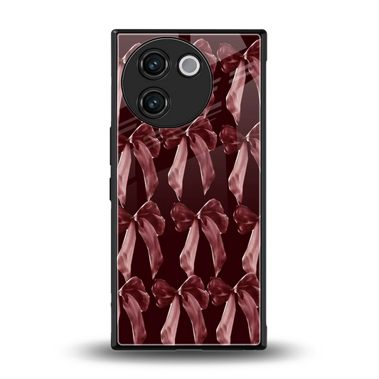 Crimson Ribbon back phone cover | glass case for vivo v30e