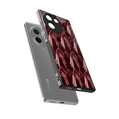 Crimson Ribbon sleek vivo v30e cover with tempered glass back and TPU edges