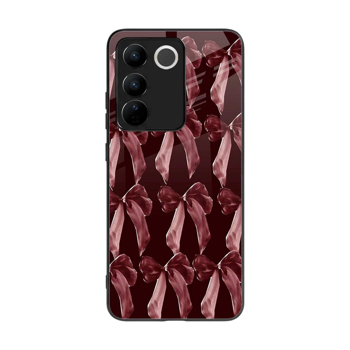 Crimson Ribbon back phone cover | glass case for vivo v27 5g
