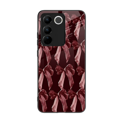 Crimson Ribbon back phone cover | glass case for vivo v27 5g