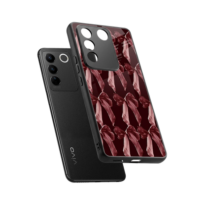Crimson Ribbon sleek vivo v27 5g cover with tempered glass back and TPU edges