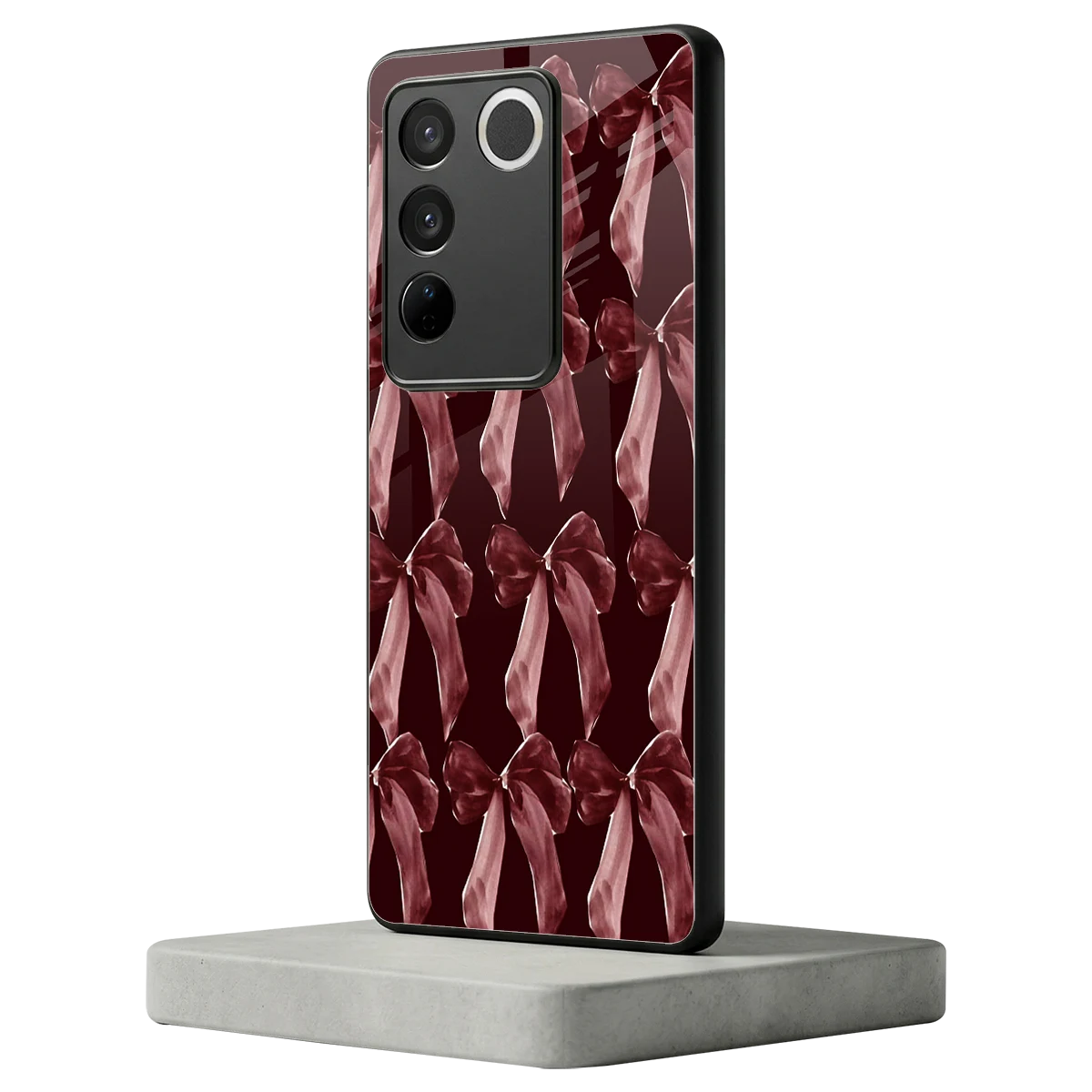 Crimson Ribbon vivo v27 5g mobile cover | shockproof glass phone case