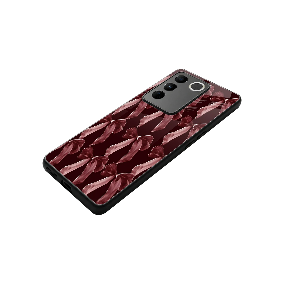 Crimson Ribbon stylish phone case for vivo v27 5g | glossy glass and slim fit
