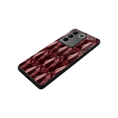 Crimson Ribbon stylish phone case for vivo v27 5g | glossy glass and slim fit