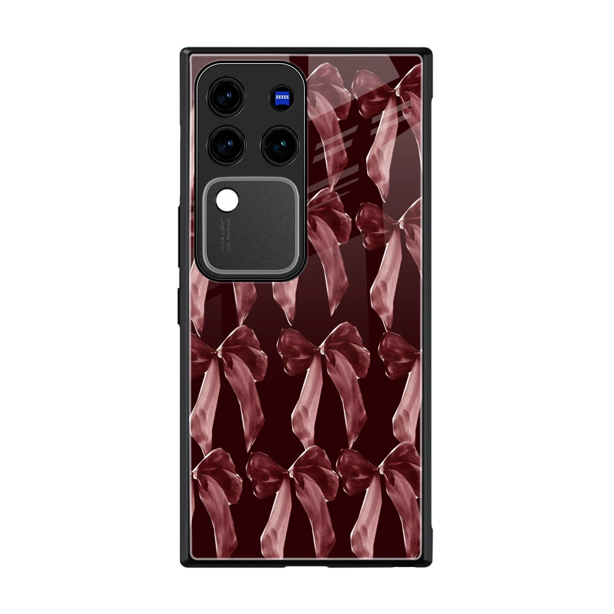 Crimson Ribbon back phone cover | glass case forvivo v30 pro