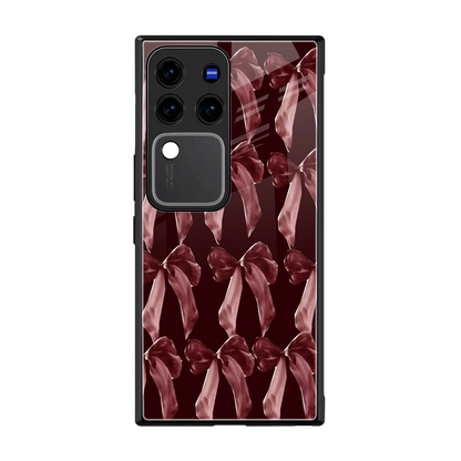 Crimson Ribbon back phone cover | glass case forvivo v30 pro