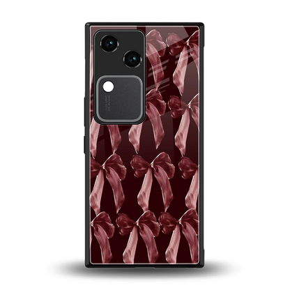 Crimson Ribbon back phone cover | glass case for vivo v30