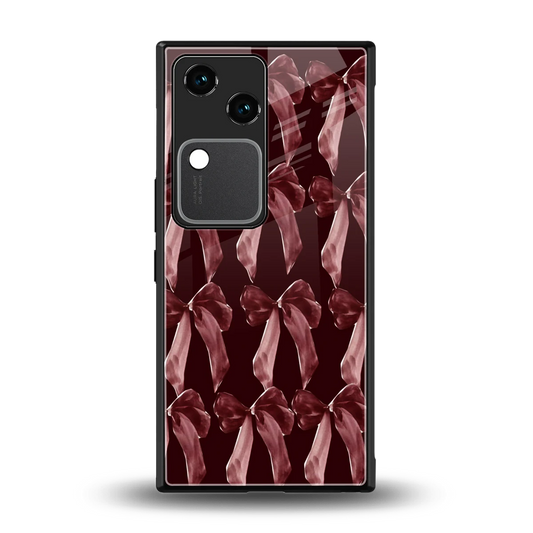 Crimson Ribbon back phone cover | glass case for vivo v30