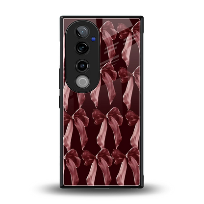 Crimson Ribbon back phone cover | glass case for vivo v40 pro