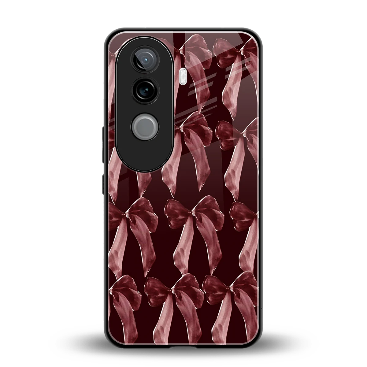 Crimson Ribbon back phone cover | glass case for vivo v40e