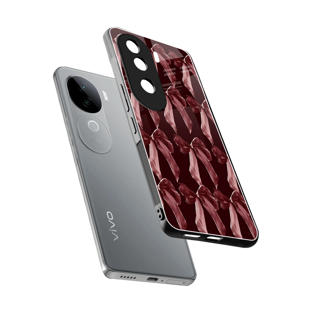 Crimson Ribbon sleek vivo v40e cover with tempered glass back and TPU edges