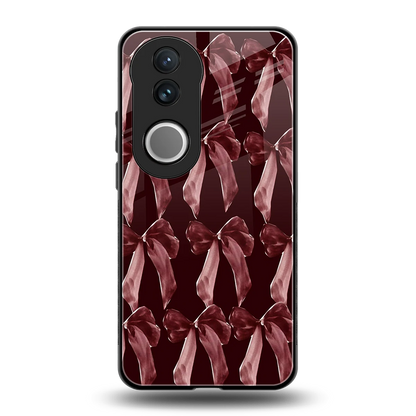 Crimson Ribbon back phone cover | glass case for vivo v50