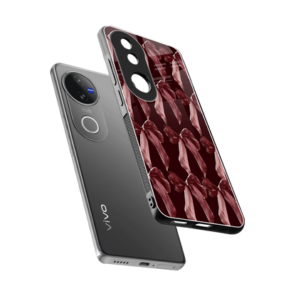 Crimson Ribbon sleek vivo v50 cover with tempered glass back and TPU edges