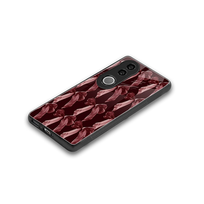 Crimson Ribbon stylish phone case for vivo v50 | glossy glass and slim fit