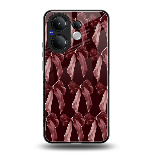 Crimson Ribbon back phone cover | glass case for vivo v60