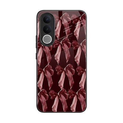 Crimson Ribbon back phone cover | glass case for vivo v70 fe