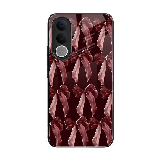 Crimson Ribbon back phone cover | glass case for vivo v70 fe