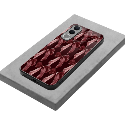 Crimson Ribbon stylish phone case for vivo v70 fe | glossy glass and slim fit