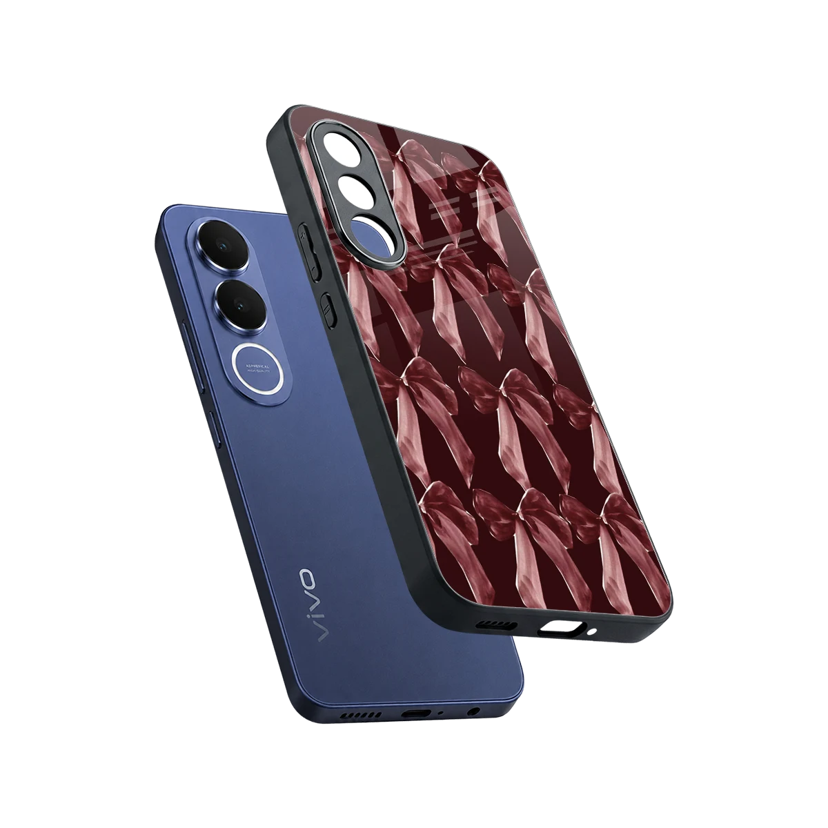 Crimson Ribbon sleek vivo v70 fe cover with tempered glass back and TPU edges