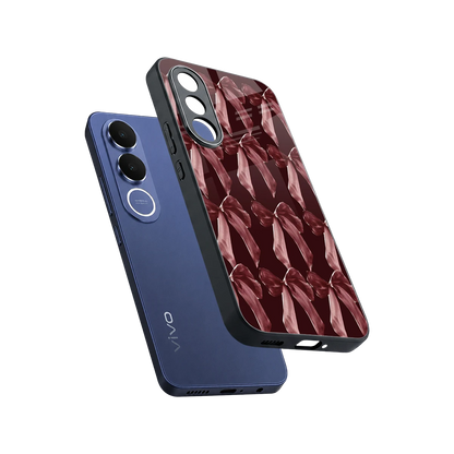 Crimson Ribbon sleek vivo v70 fe cover with tempered glass back and TPU edges