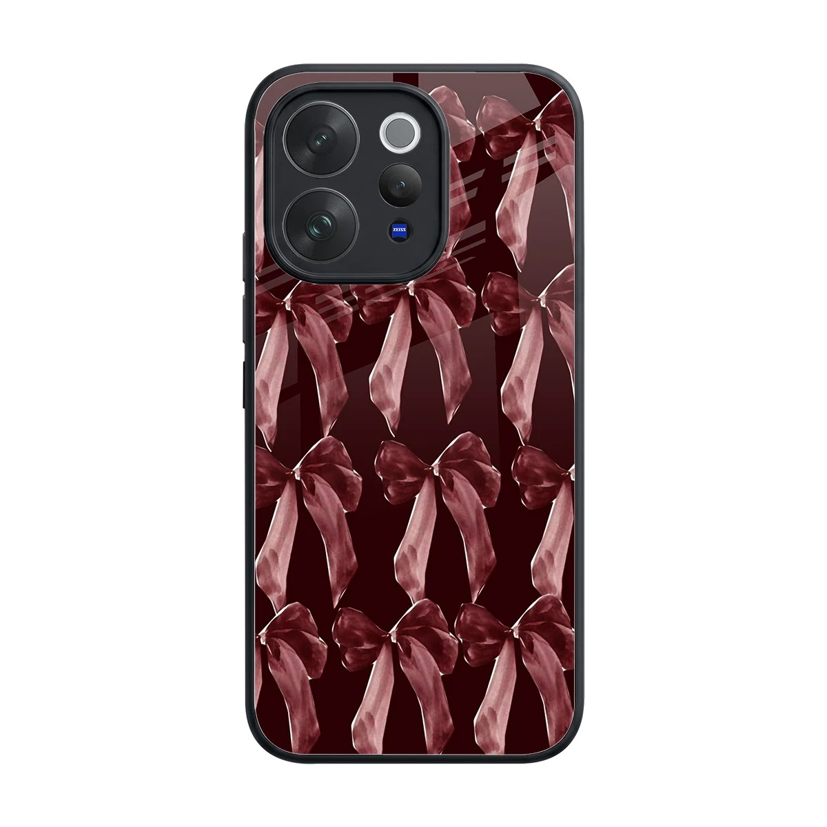 Crimson Ribbon back phone cover | glass case for vivo v70 elite