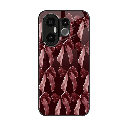 Crimson Ribbon back phone cover | glass case for vivo x200 fe
