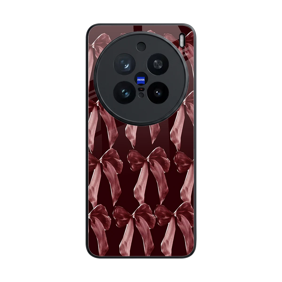 Crimson Ribbon back phone cover | glass case for vivo x200 pro