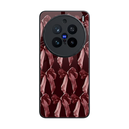 Crimson Ribbon back phone cover | glass case for vivo x200 pro