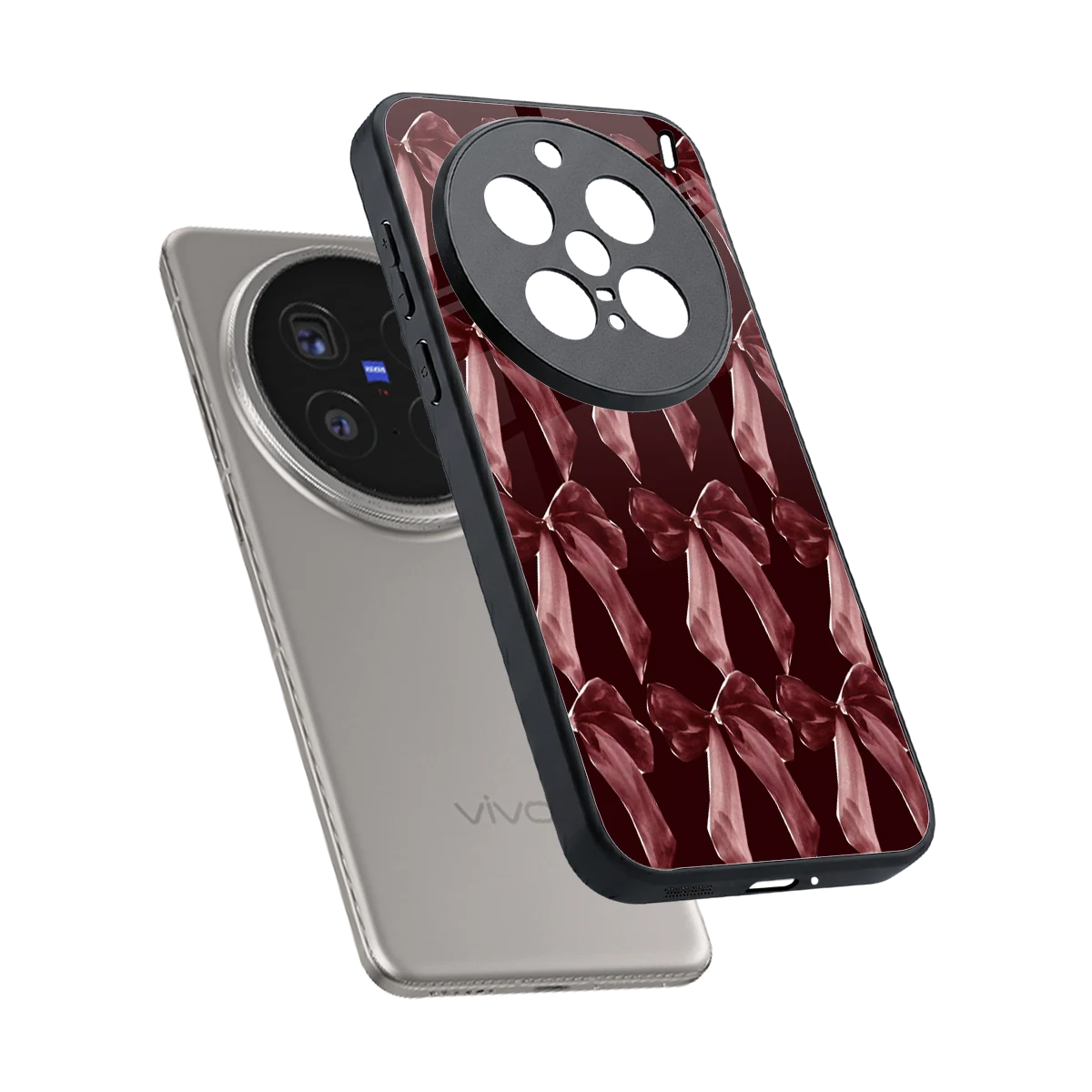 Crimson Ribbon sleek vivo x200 pro cover with tempered glass back and TPU edges