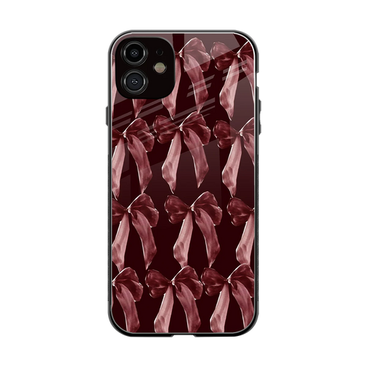 Crimson Ribbon back phone cover | glass case for iphone 12