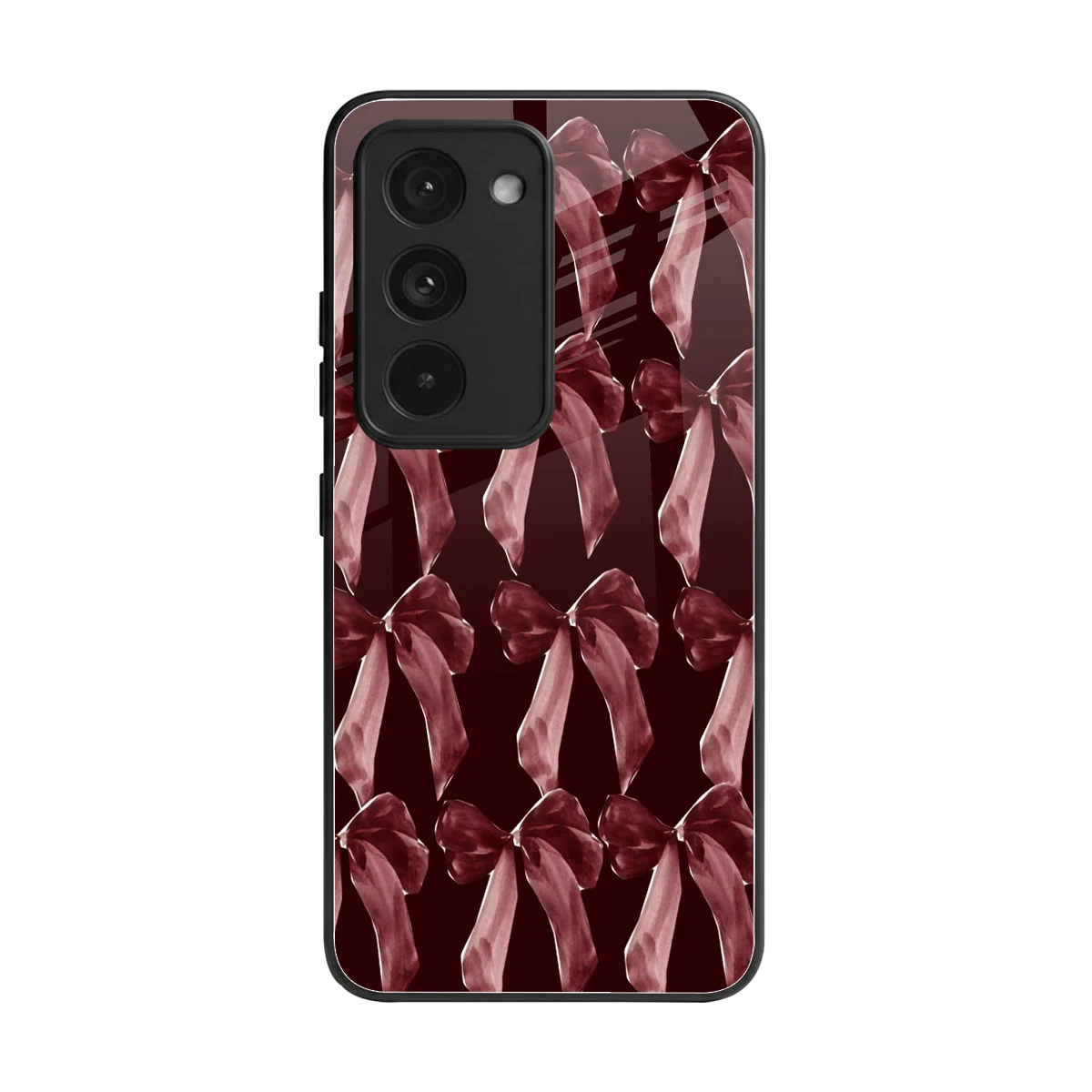 Crimson Ribbon back phone cover | glass case for redmi 15 5g