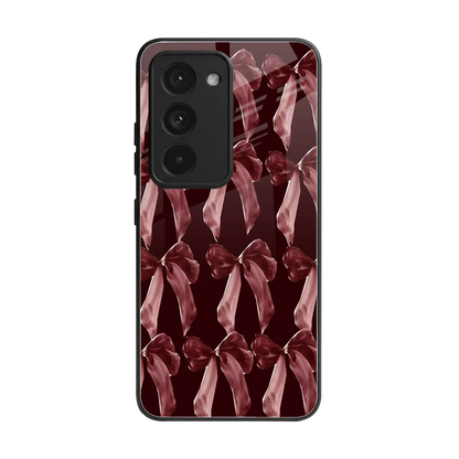 Crimson Ribbon back phone cover | glass case for redmi 15 5g