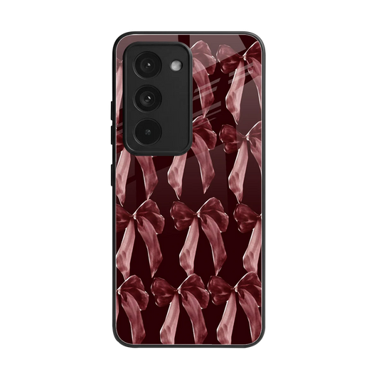 Crimson Ribbon back phone cover | glass case for redmi 15 5g