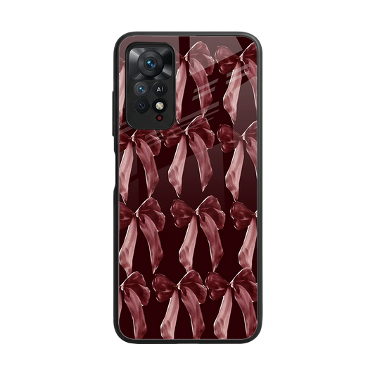 Crimson Ribbon back phone cover | glass case for redmi note 11 pro