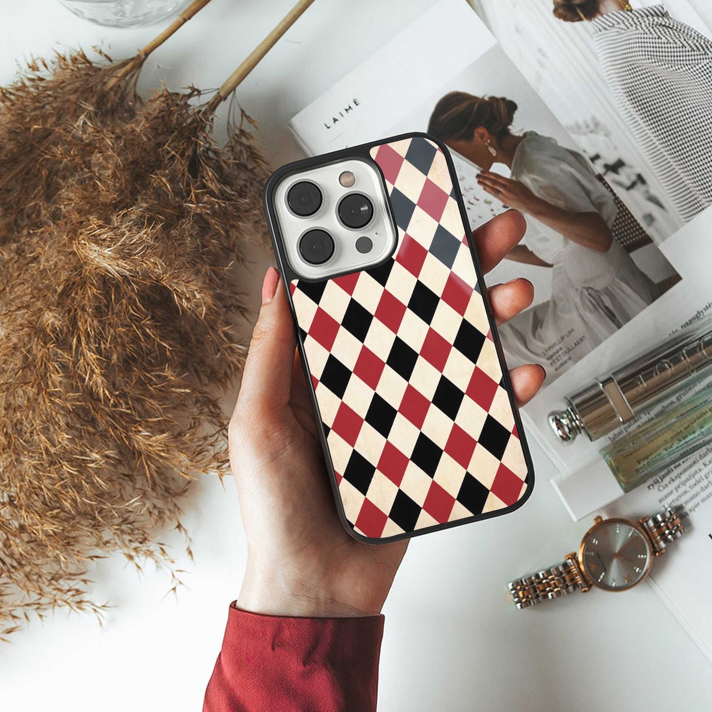 Crimson Edge Phone Case for Iphone 16 | Glass Case