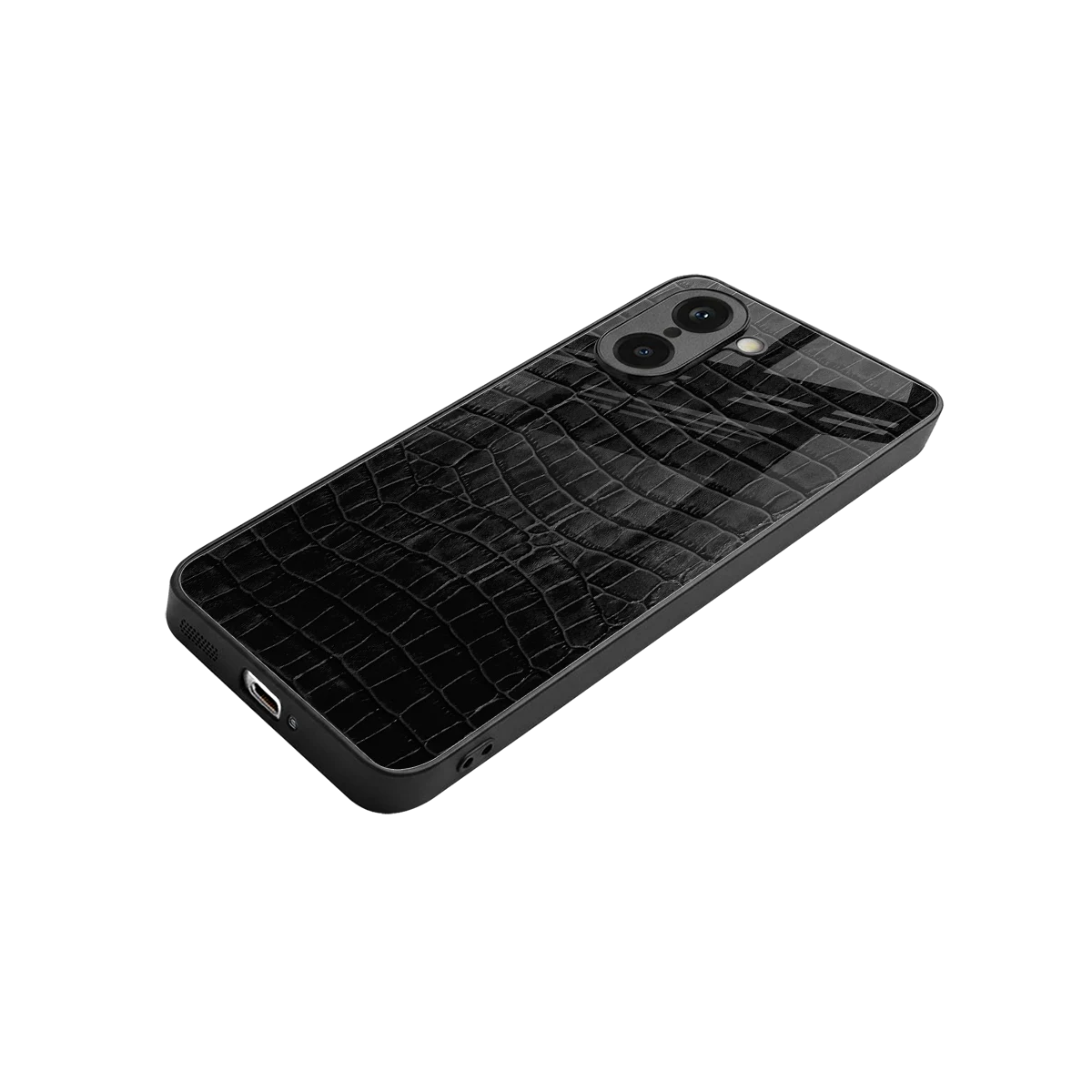 Croco Black stylish phone case for oneplus nord ce5 5g | glossy glass and slim fit
