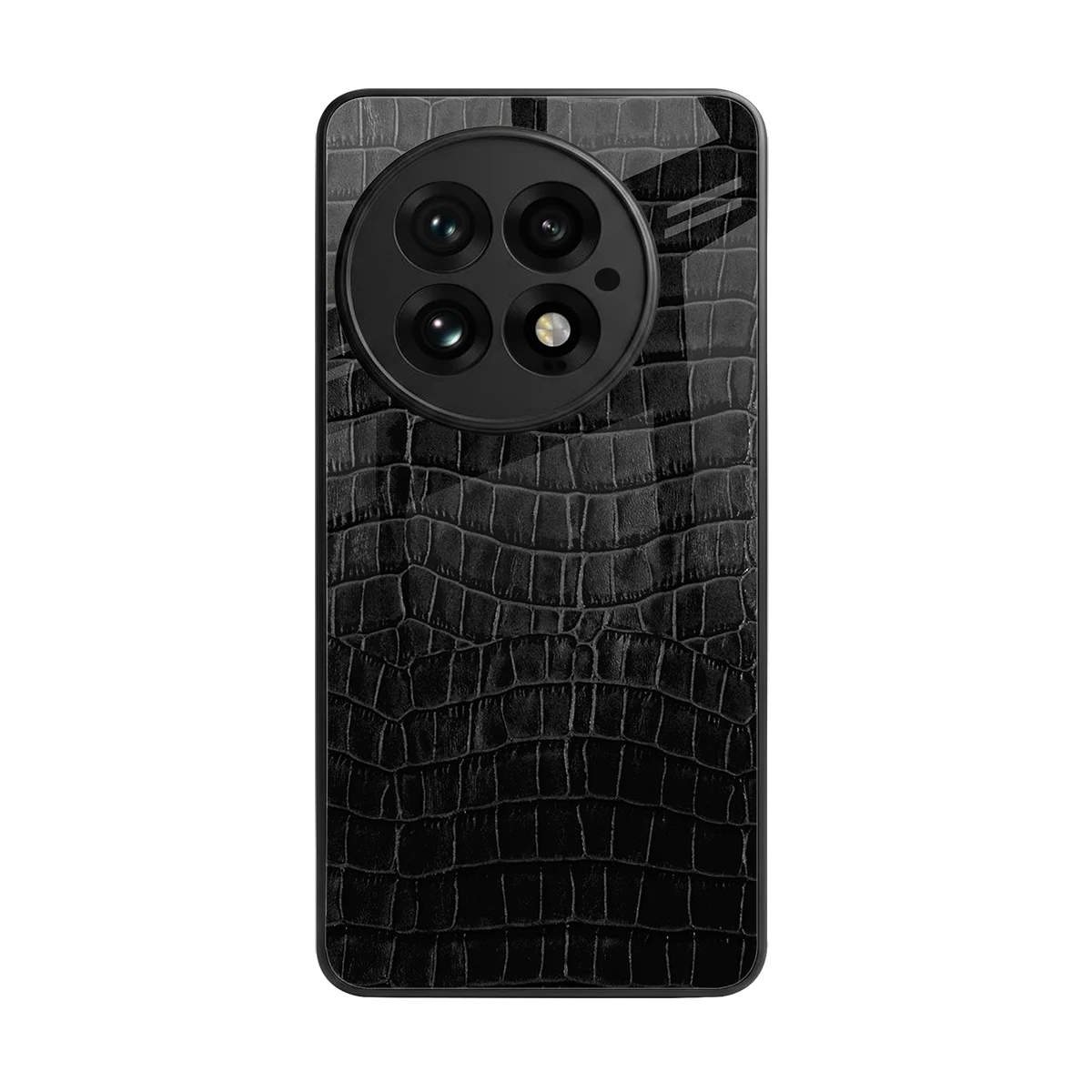 Croco Black back phone cover | glass case for oneplus 13