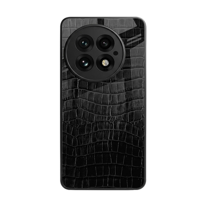Croco Black back phone cover | glass case for oneplus 13