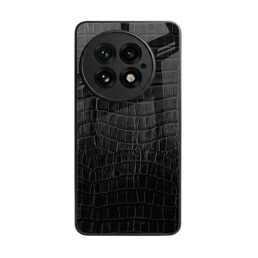 Croco Black back phone cover | glass case for oneplus 13