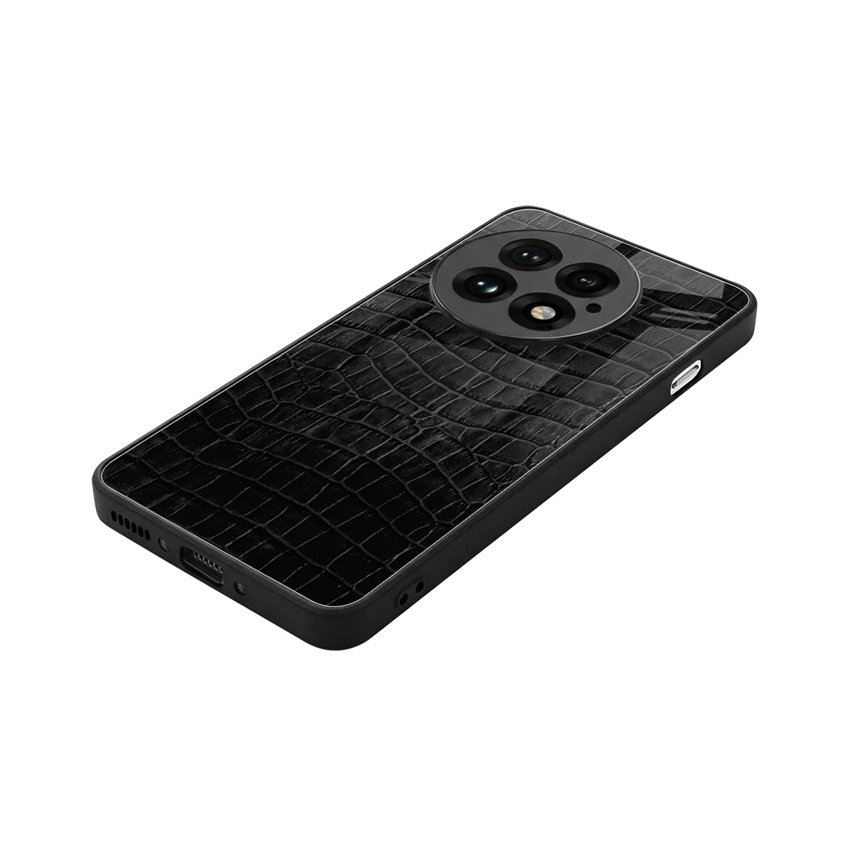 Croco Black stylish phone case for oneplus 13 | glossy glass and slim fit