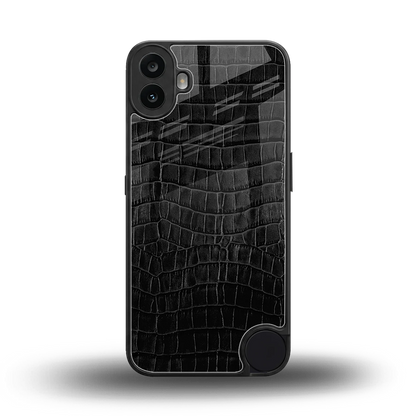 Croco Black back phone cover | glass case for cmf nothing phone 1
