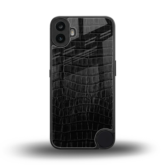 Croco Black back phone cover | glass case for cmf nothing phone 1