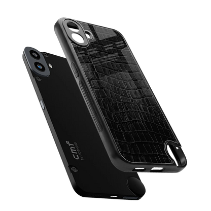 Croco Black sleek cmf nothing phone 1 cover with tempered glass back and TPU edges