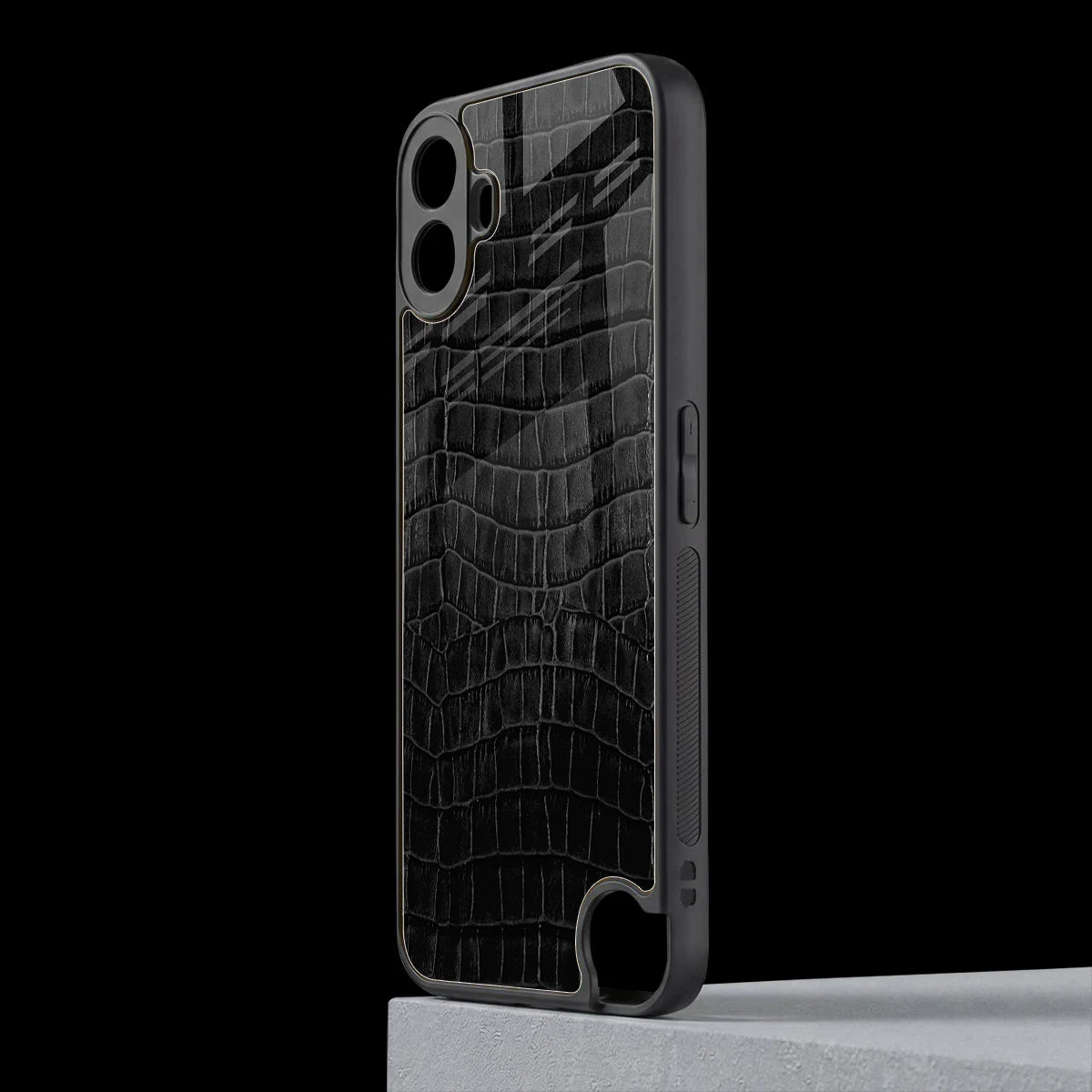 Croco Black cmf nothing phone 1 mobile cover | shockproof glass phone case